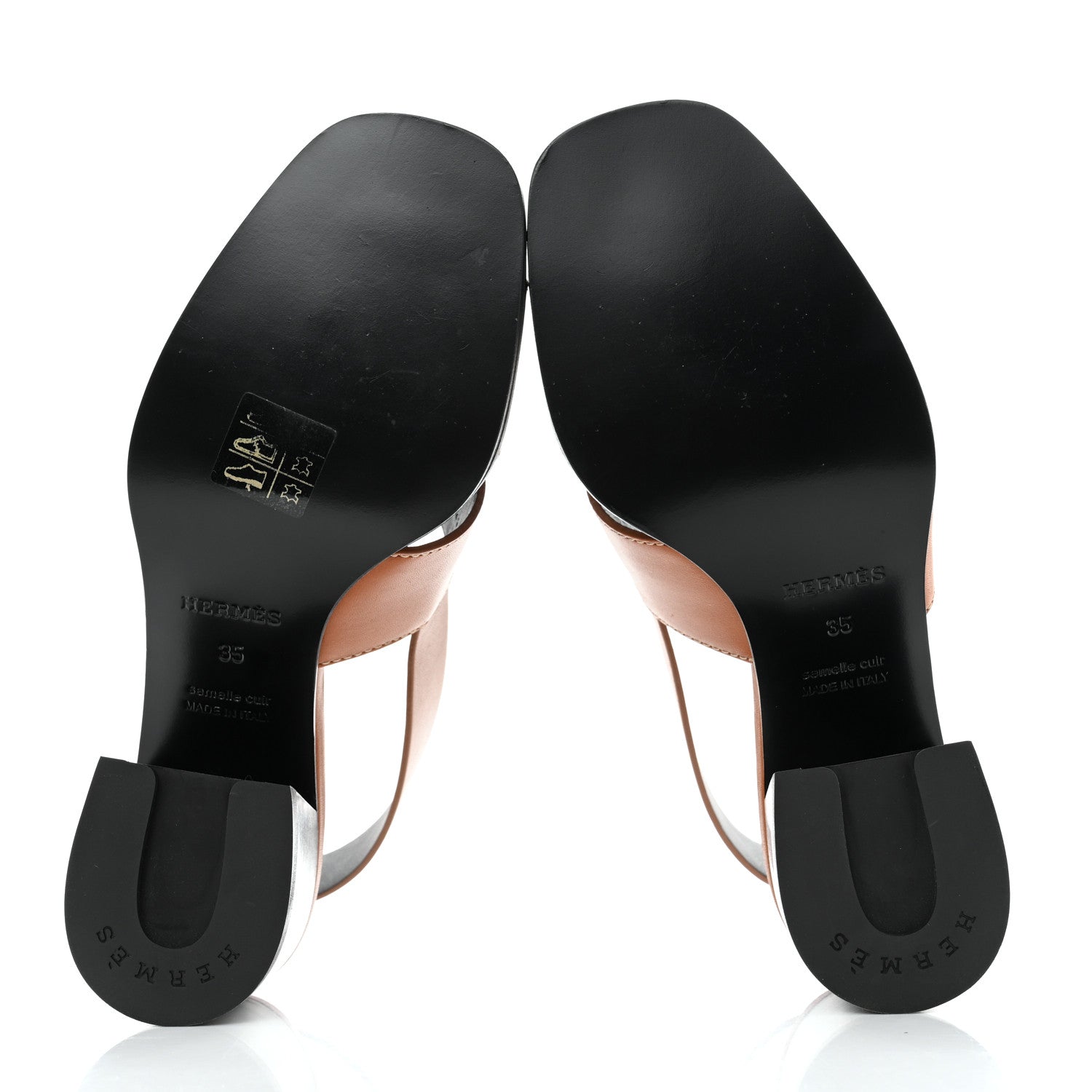 Hermes Calfskin Elbe 60 Sandals 35 Marron Glaise 8 of 9