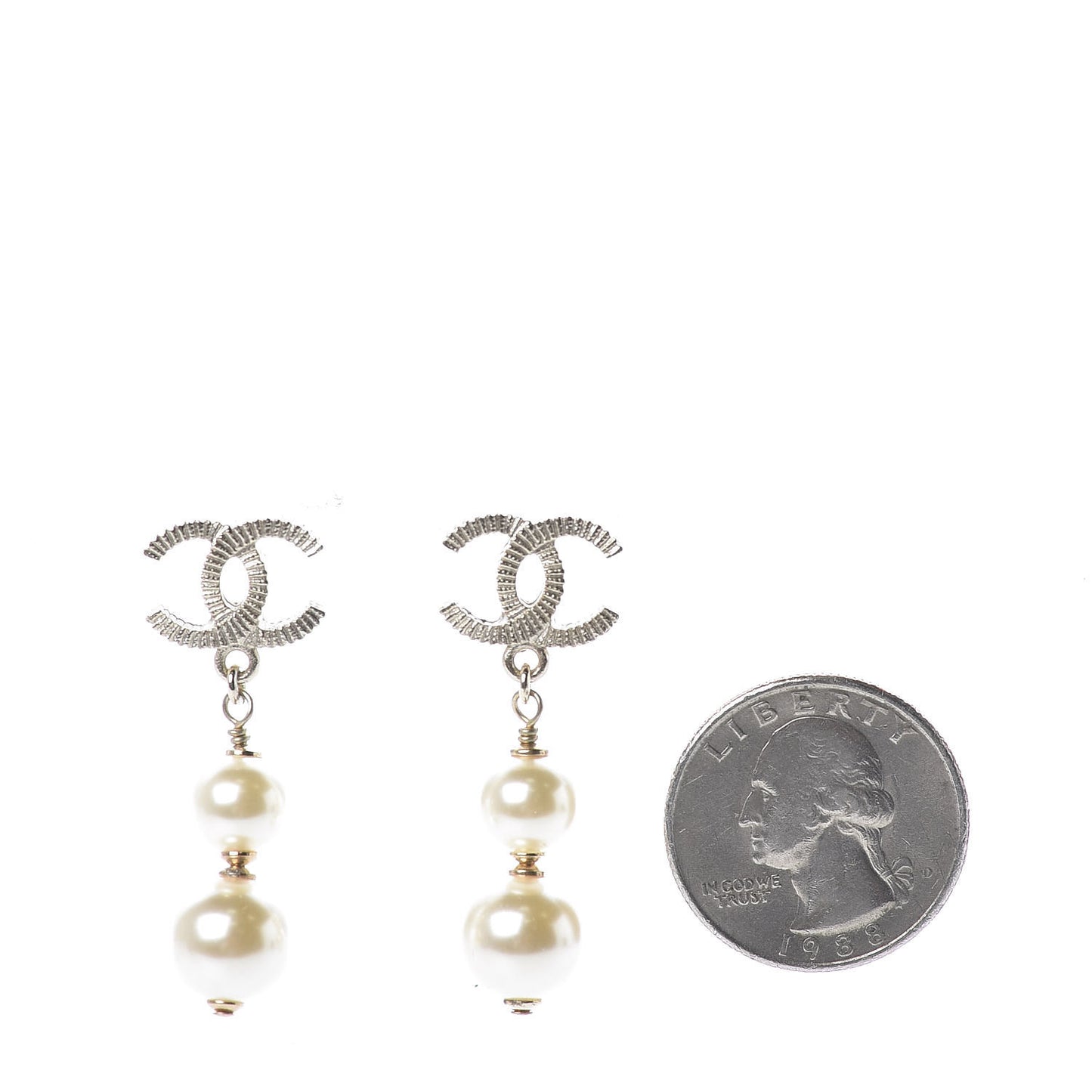 CC Pearl Drop Earrings Gold