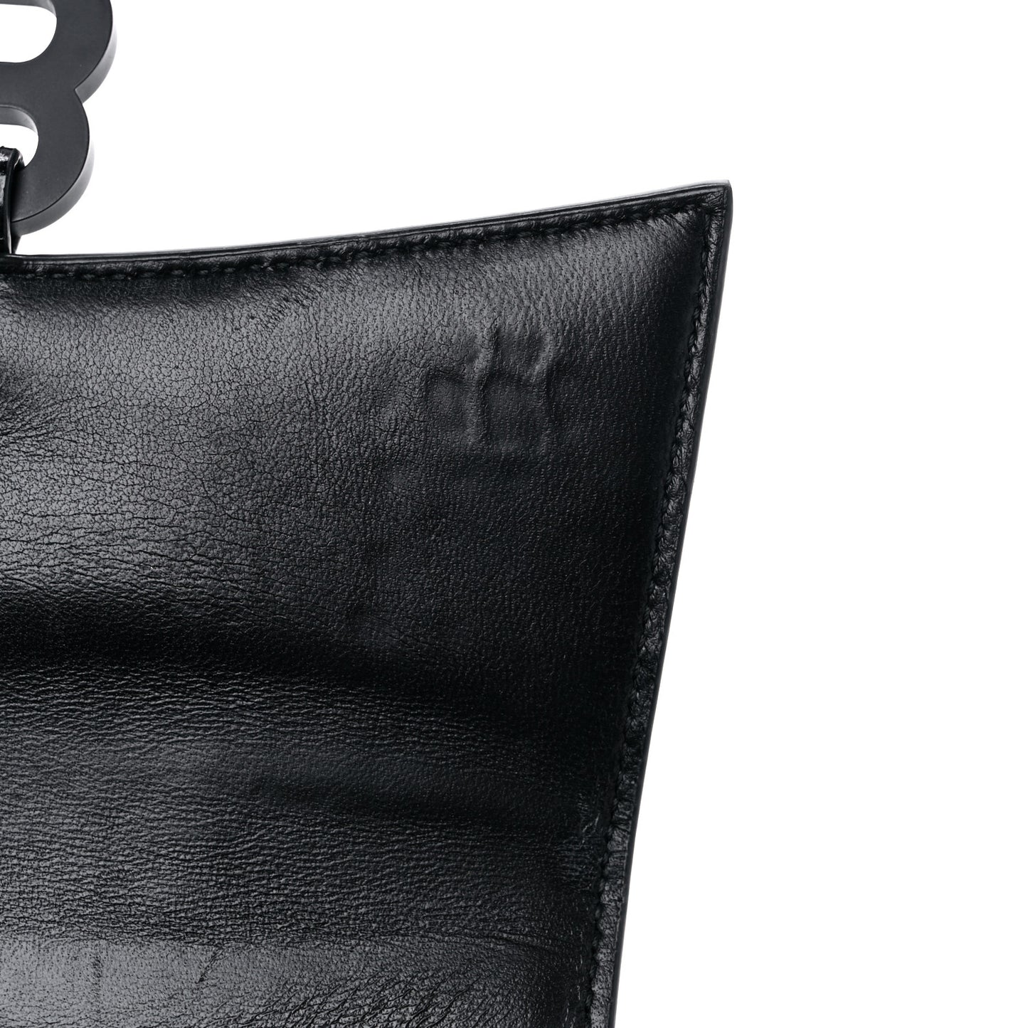 Shiny Calfskin Monochrome Crocodile Embossed Hourglass Top Handle Bag XS Black
