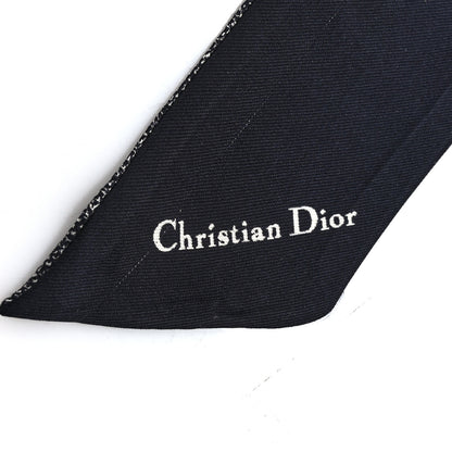 Christian Dior Silk 30 Montaigne Mitzah Scarf Black White 4 of 7
