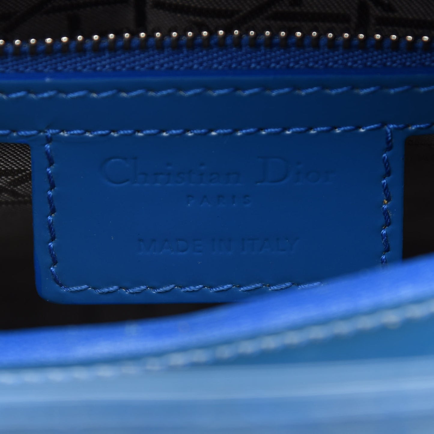 Patent Cannage Medium Lady Dior Blue