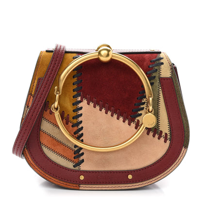 Chloe Calfskin Suede Patchwork Small Nile Bracelet Bag Red 1 of 11
