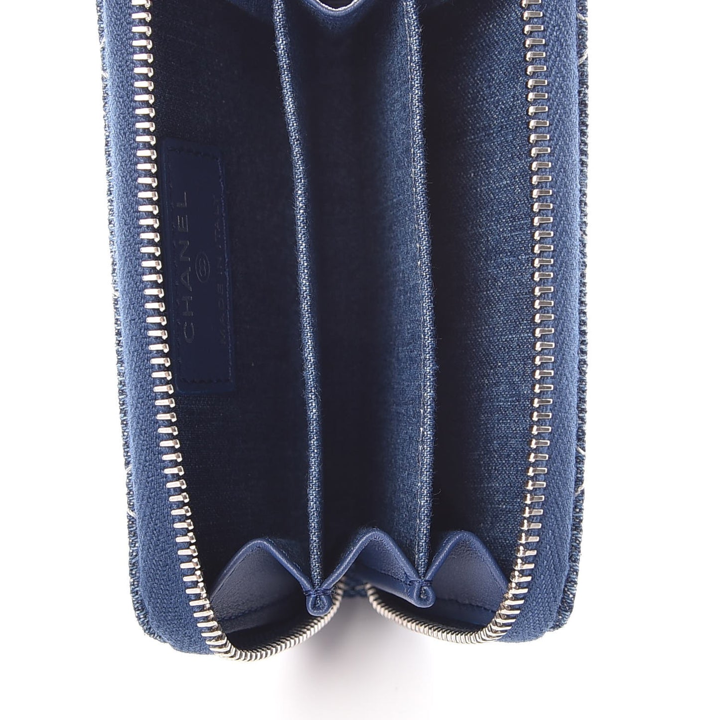 Denim Quilted Zip Coin Purse Blue