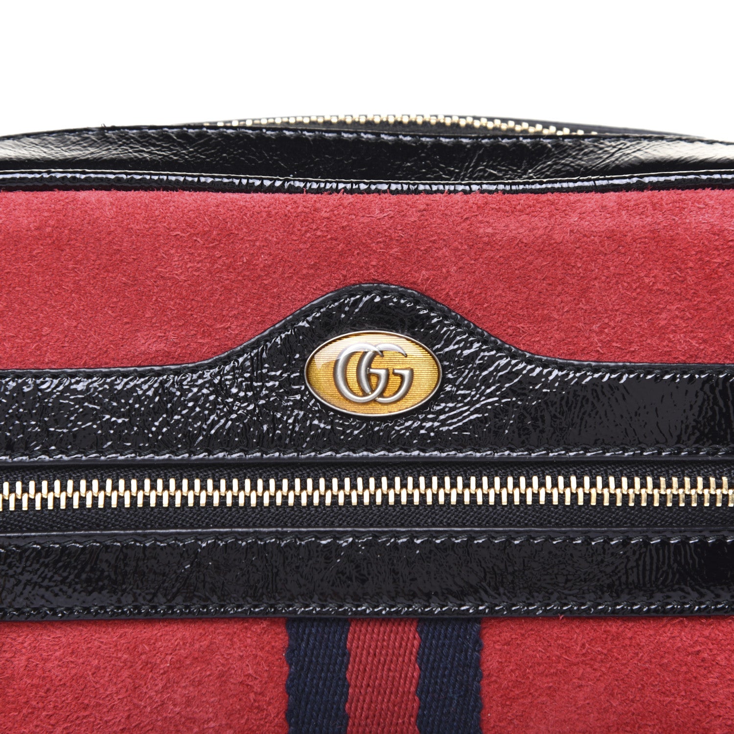 Gucci Suede Patent Web Mini Ophidia Shoulder Bag Red 11 of 13