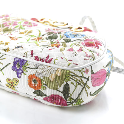 Gucci Canvas Flora Floral Trapuntata Small Zumi Dome Shoulder Bag White 13 of 21