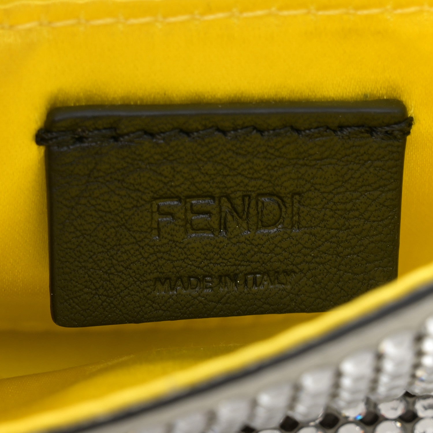 Fendi Nubuck Crystal Catalan Mirror Nano Maxi Buckle Baguette Charm Pietra Argento 6 of 11