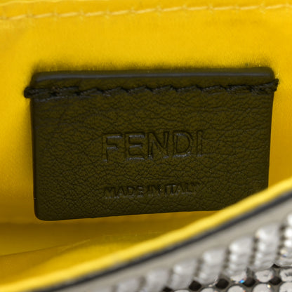 Fendi Nubuck Crystal Catalan Mirror Nano Maxi Buckle Baguette Charm Pietra Argento 6 of 11