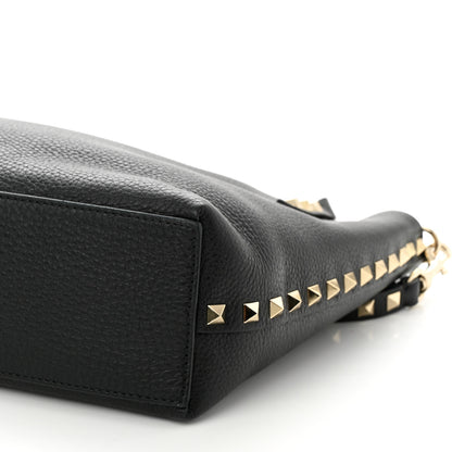 Valentino Garavani Grained Calfskin Small Rockstud Flip Lock Tote Black Rose Quartz 9 of 9