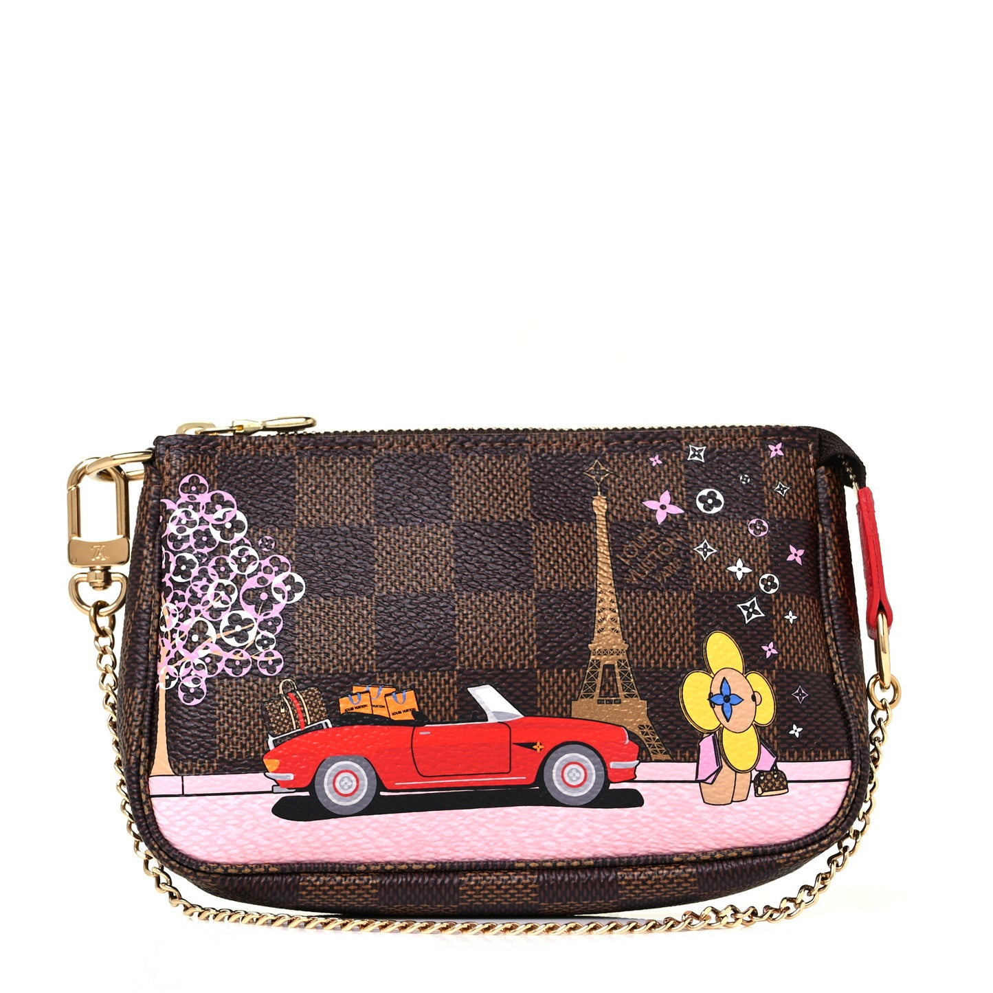 Damier Ebene 2019 Christmas Animation Mini Pochette Accessories Red