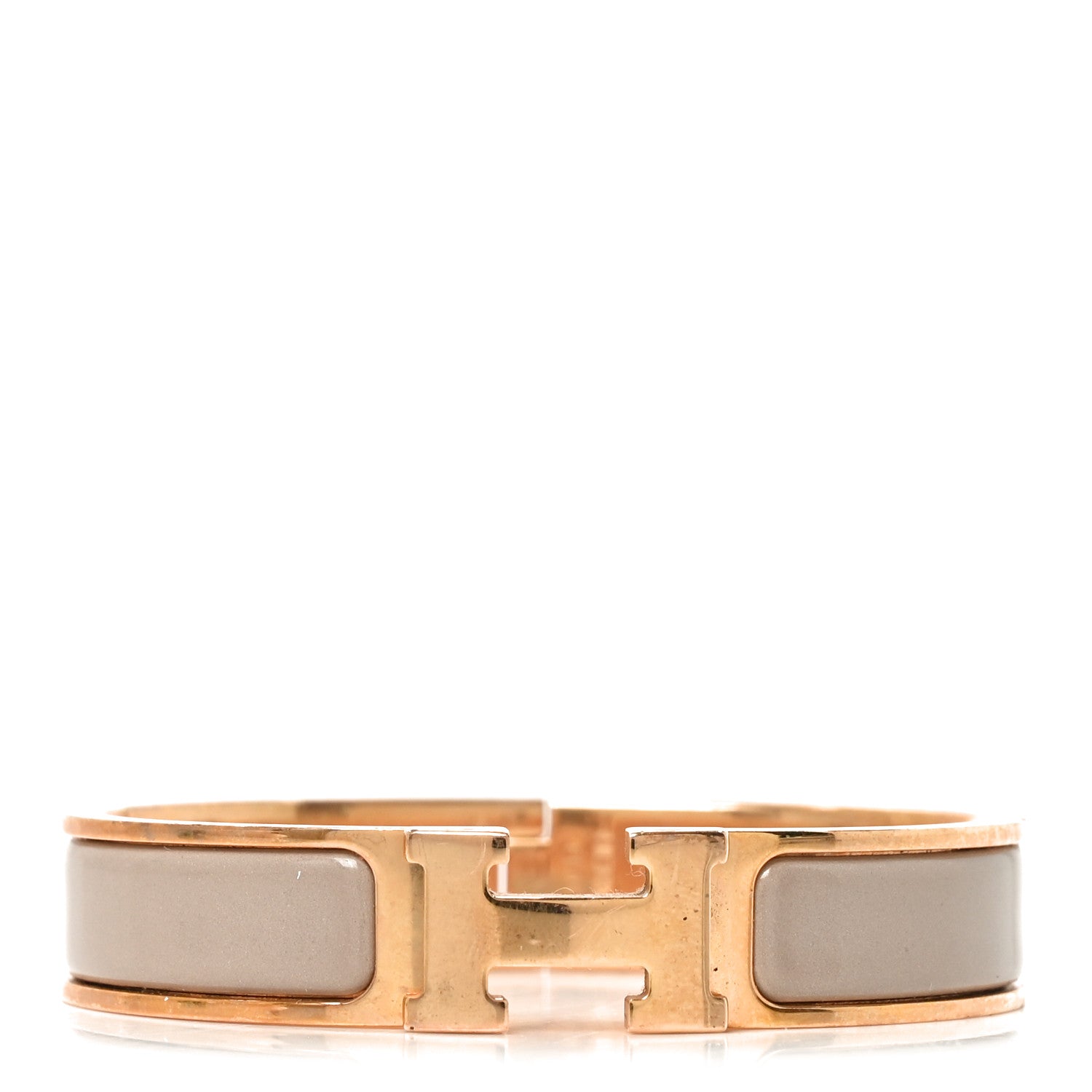 Hermes Enamel Narrow Clic Clac H Bracelet Marron Glace 1 of 4