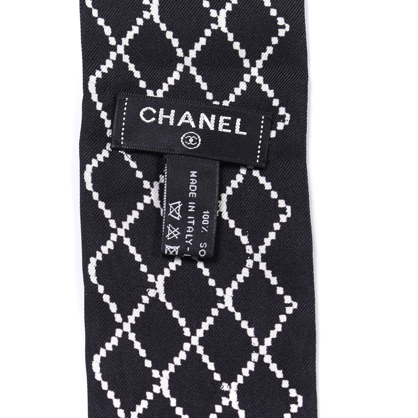 Silk CC Slim Bandeau Scarf Black White