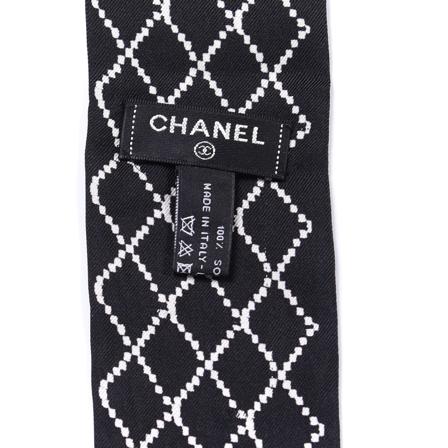 Chanel Silk CC Slim Bandeau Scarf Black White 3 of 3