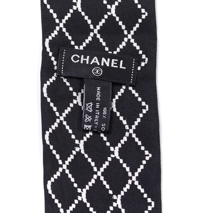 Chanel Silk CC Slim Bandeau Scarf Black White 3 of 3