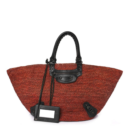 Balenciaga Raffia Woven Large Tote Brown Black 1 of 12