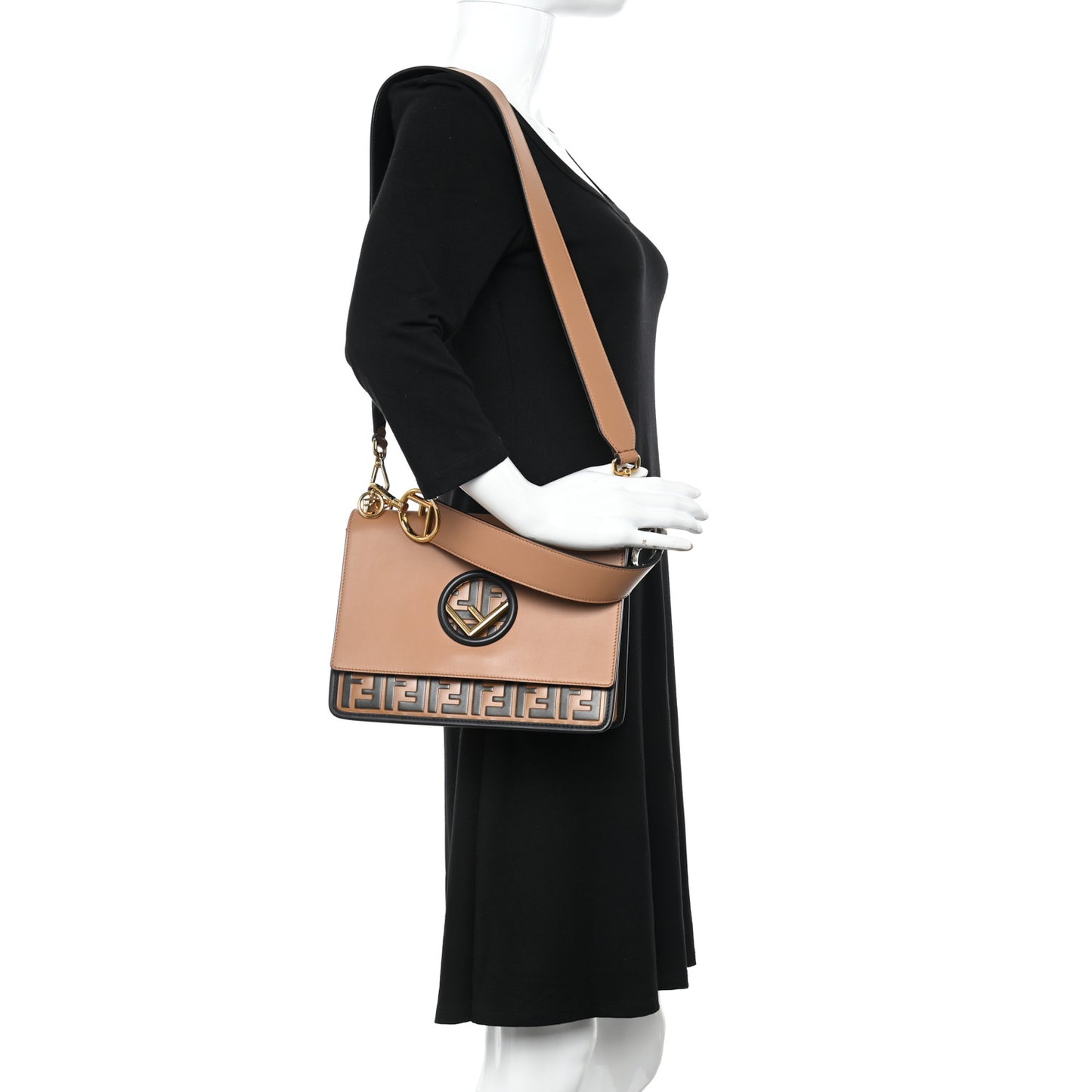 Vitello Century F is Fendi FF Embossed Kan I Shoulder Bag Orzo Tobacco