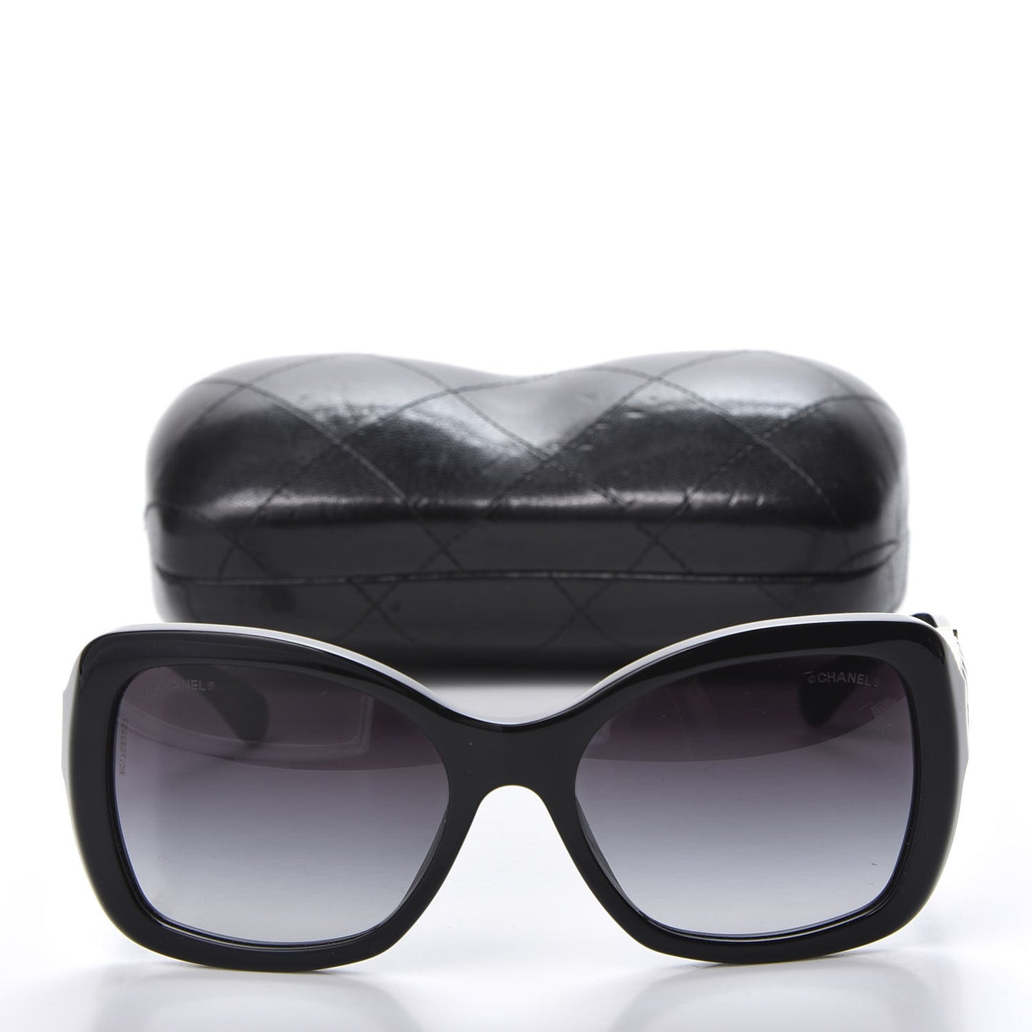 Acetate Metal Chain Square Sunglasses 5305 Black