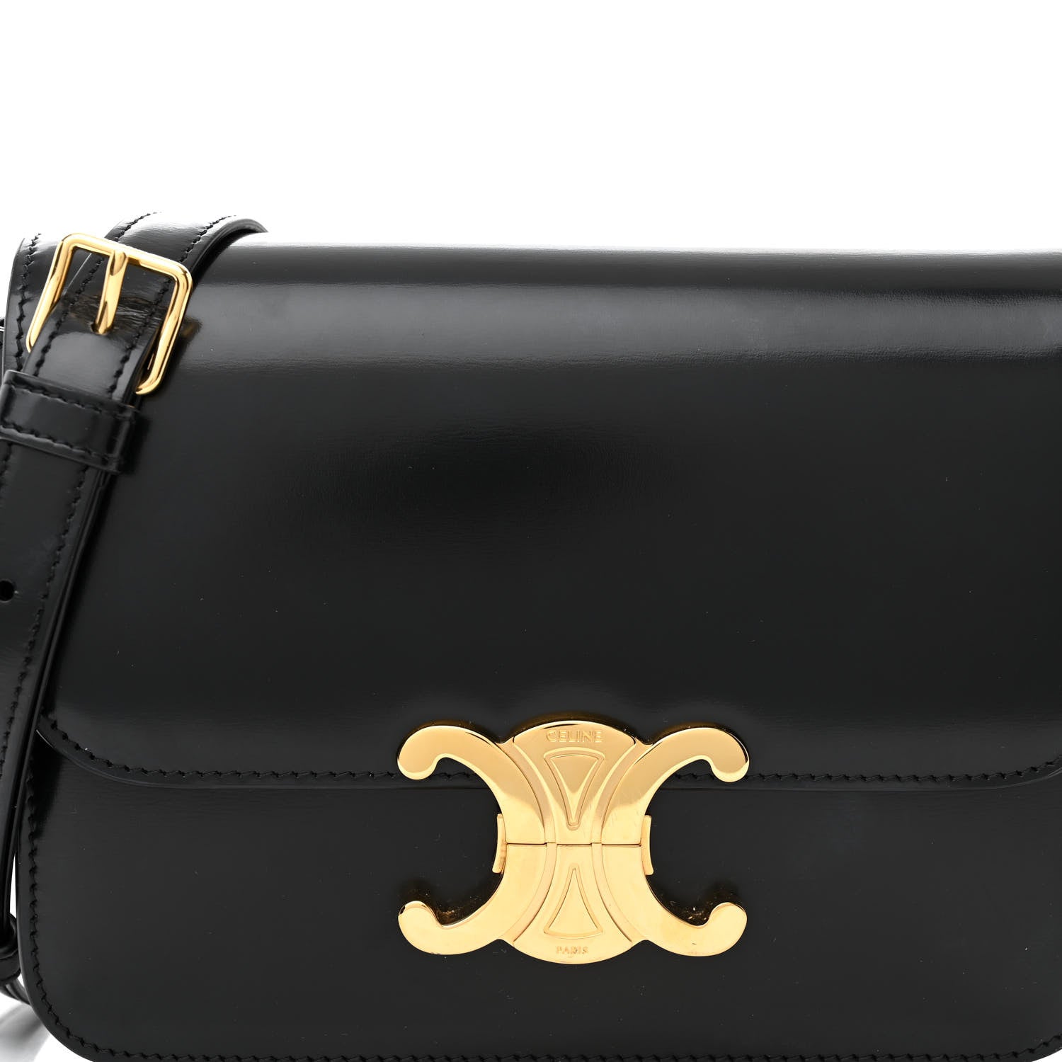 Celine Shiny Calfskin Teen Triomphe Black 8 of 10