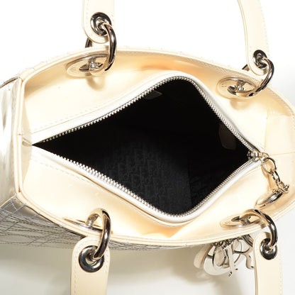 Christian Dior Patent Cannage Stitched Medium Lady Dior Beige 5 of 7