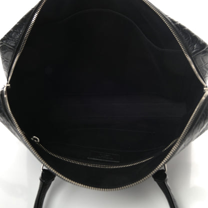Saint Laurent Calfskin Crocodile Embossed Duffle Briefcase Black 5 of 10