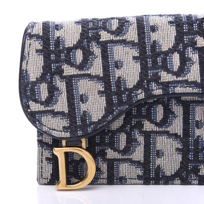 Christian Dior Oblique Saddle Card Holder Blue 8 of 8