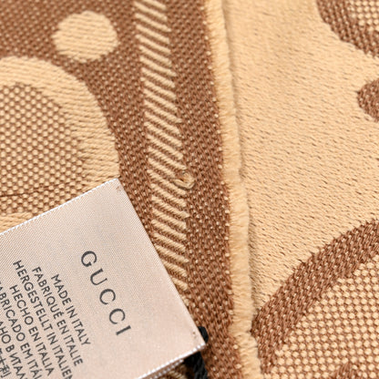 Gucci Wool Jacquard Monogram Jumbo GG Lady Nest Scarf Beige Dark Brown 5 of 6