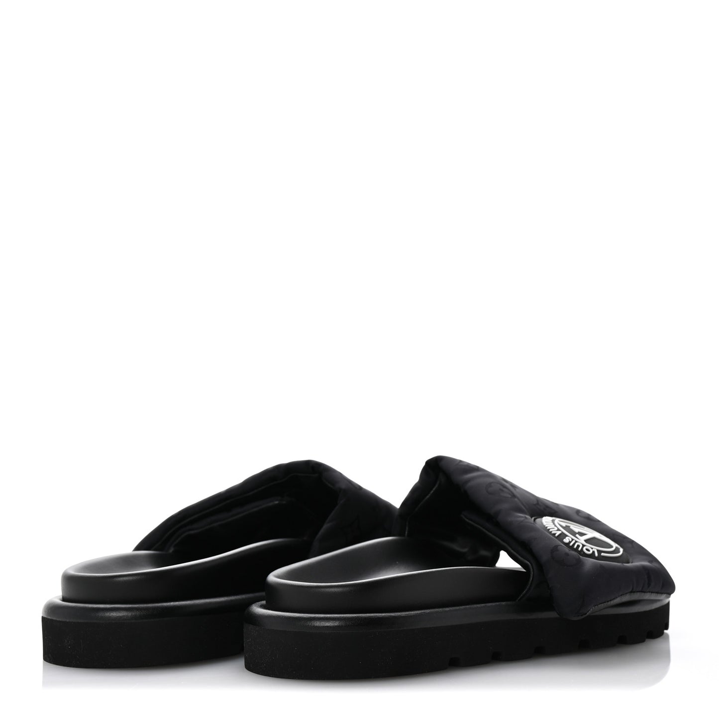 Nylon Monogram Womens Pool Pillow Comfort Mules 38 Black