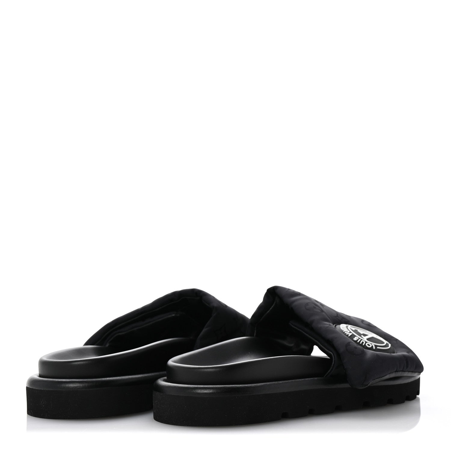 Louis Vuitton Nylon Monogram Womens Pool Pillow Comfort Mules 38 Black 5 of 9