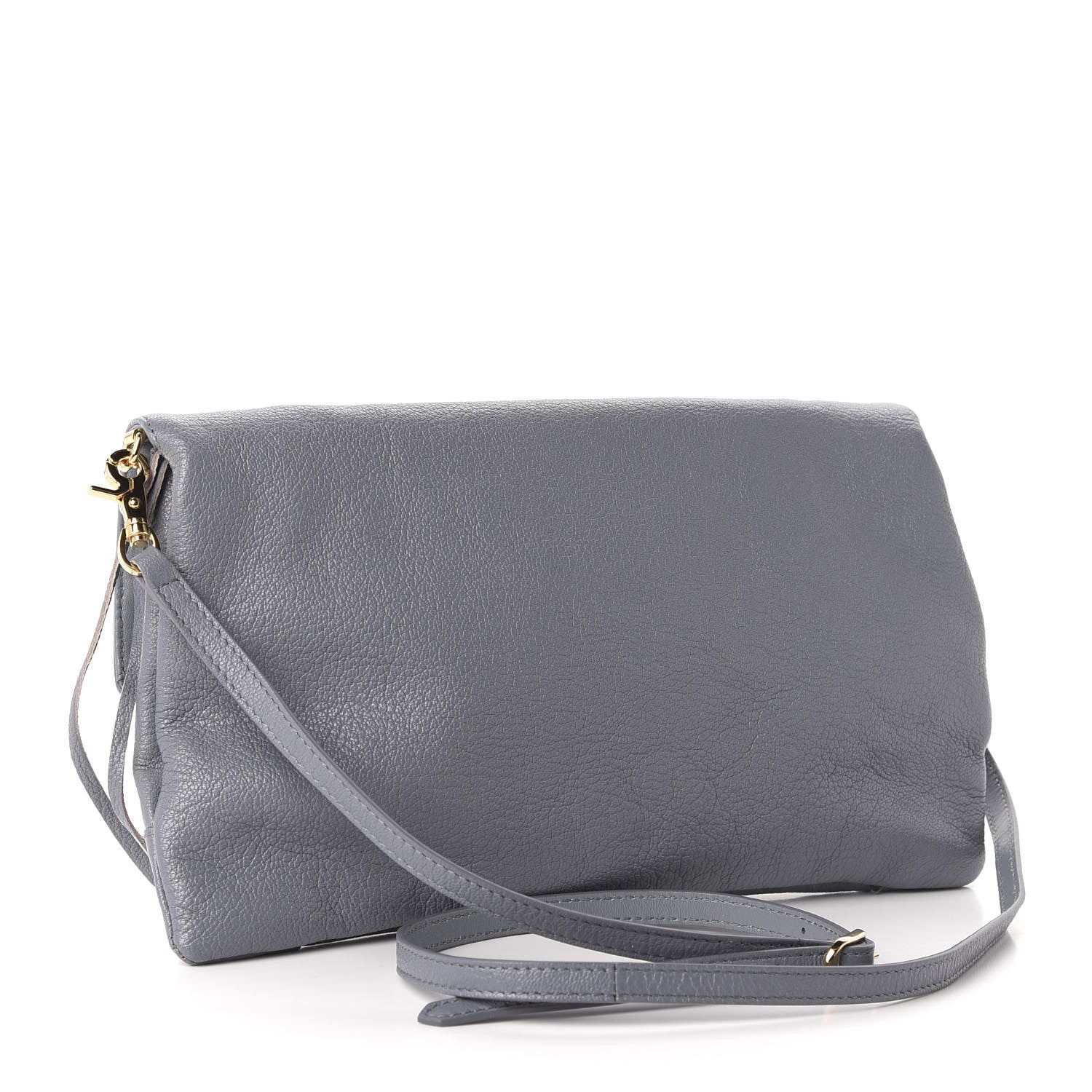 Balenciaga Chevre Gold Metallic Edge Hardware Envelope Clutch Bleu Acier 4 of 12