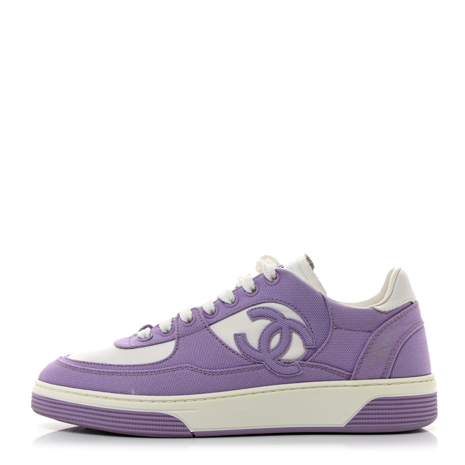 Chanel Cotton Sneakers 38 Purple White 1 of 10