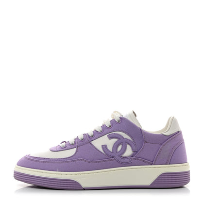 Chanel Cotton Sneakers 38 Purple White 1 of 10