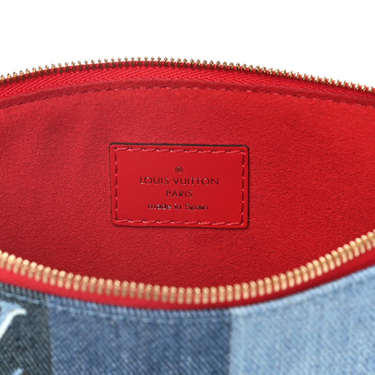 Louis Vuitton Denim Monogram Patchwork City Pouch Blue Rouge 6 of 9