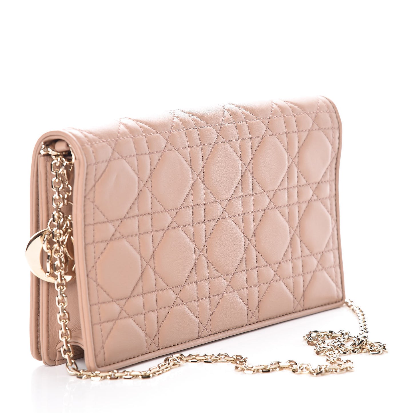 Lambskin Cannage Lady Dior Pouch Beige