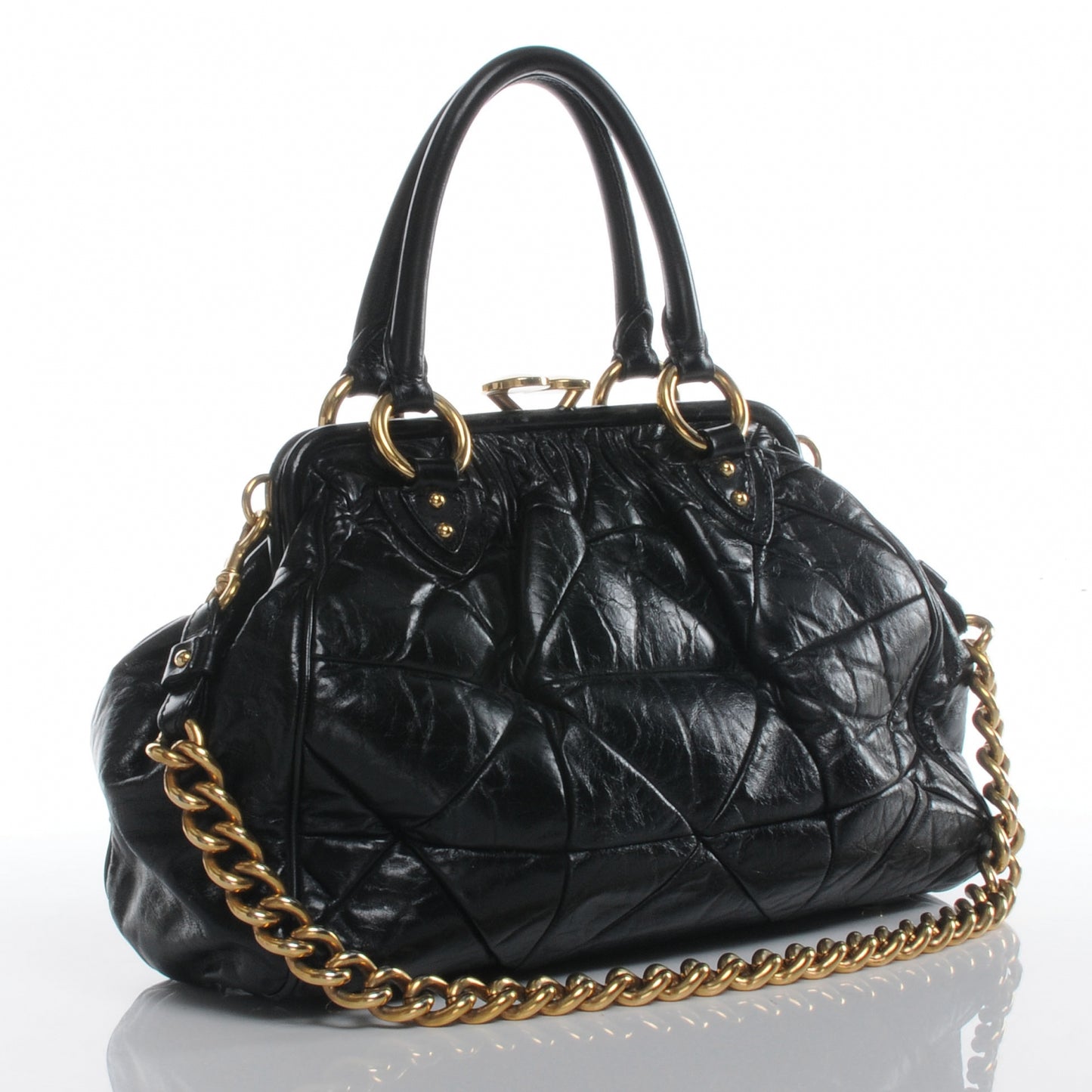 Leather Patchwork Stam Black