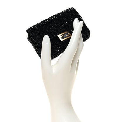 Fendi Crystal Vitello King Beaded Nano Baguette Charm Black 2 of 10