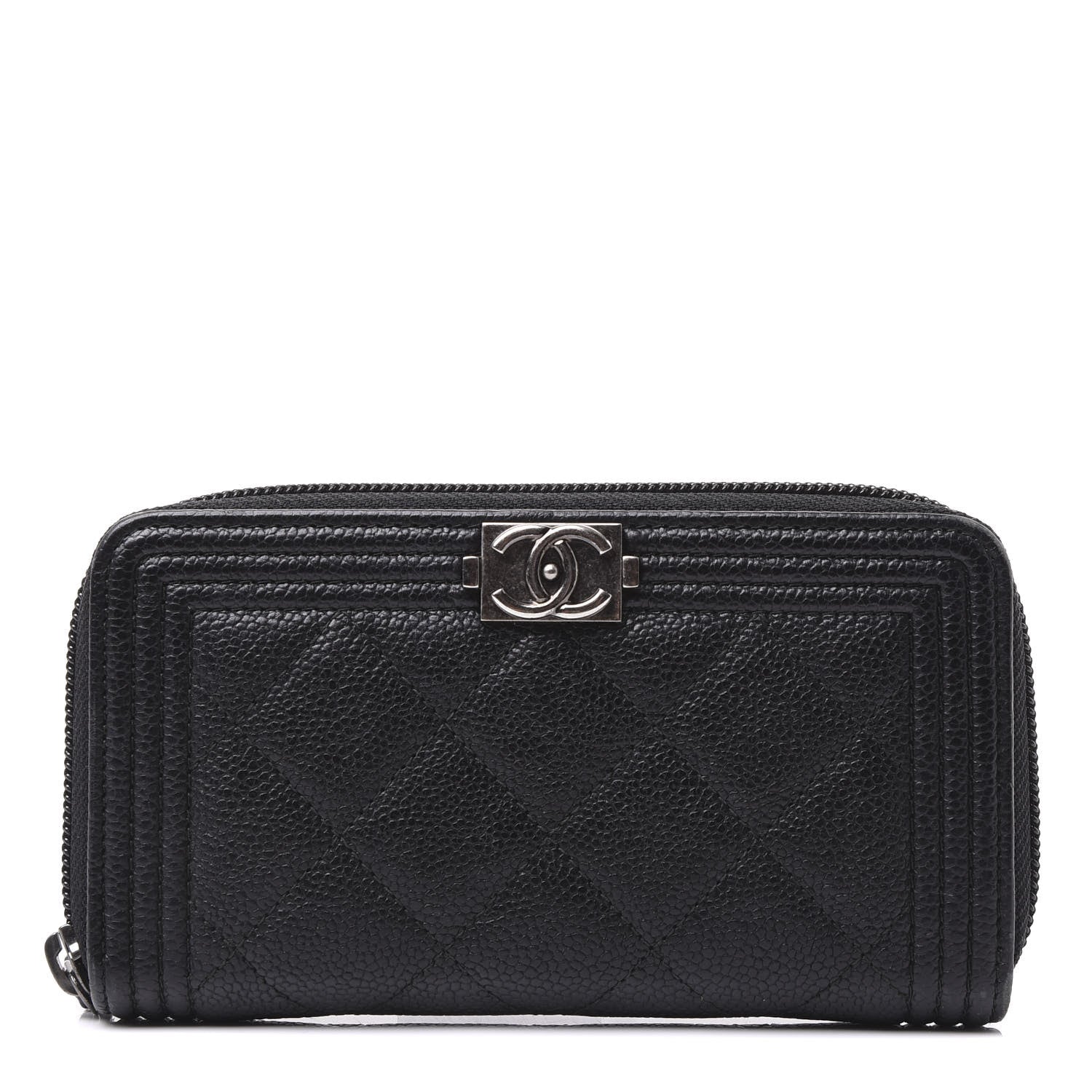 Chanel Caviar Quilted Small Boy Zip Around Wallet Black 1 of 11
