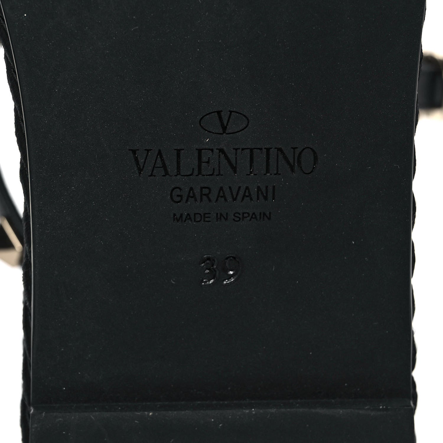 Valentino Garavani Calfskin Rockstud Ankle Strap Torchon Espadrille Caged 30/55mm Sandals 39 Black 6 of 8