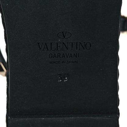 Valentino Garavani Calfskin Rockstud Ankle Strap Torchon Espadrille Caged 30/55mm Sandals 39 Black 6 of 8
