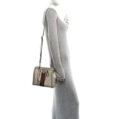 Gucci GG Supreme Monogram Textured Dollar Calfskin Web Small Ophidia Tote Bag Beige Mystic White Oatmeal 2 of 10
