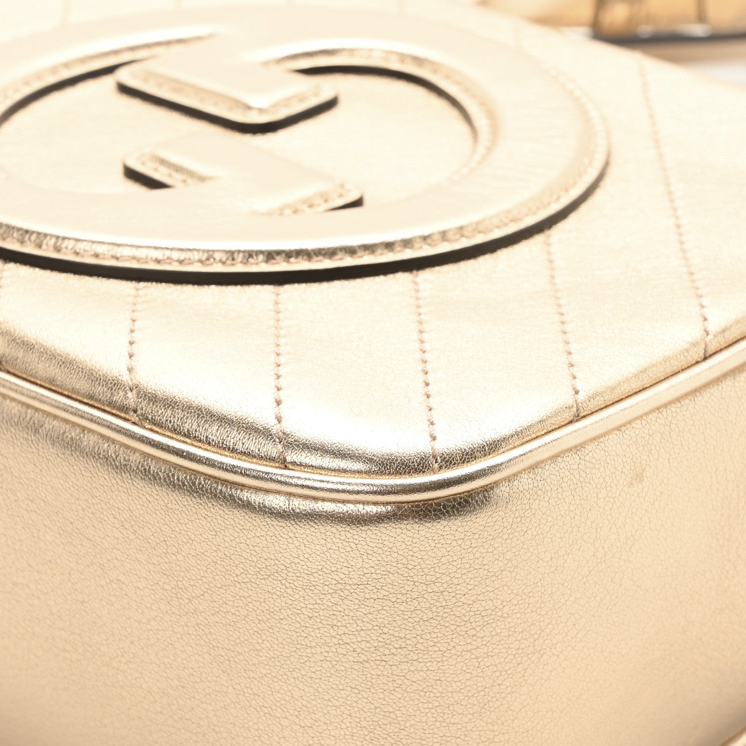 Gucci Metallic Sakai Be Green Calfskin Diagonal Stitched Small Blondie Shoulder Bag Golden Beige 10 of 10