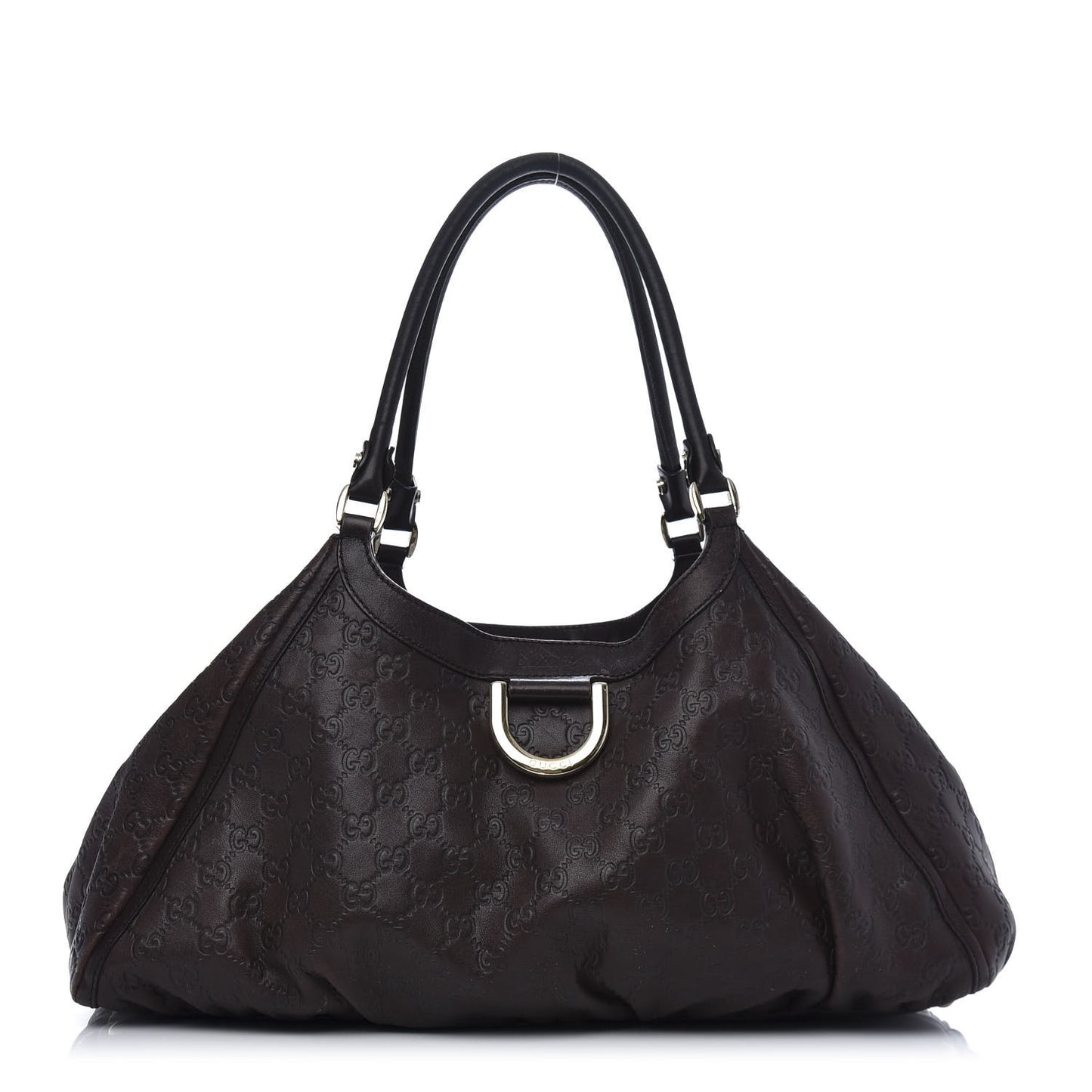 Guccissima Large D Gold Ring Shoulder Bag Chocolate