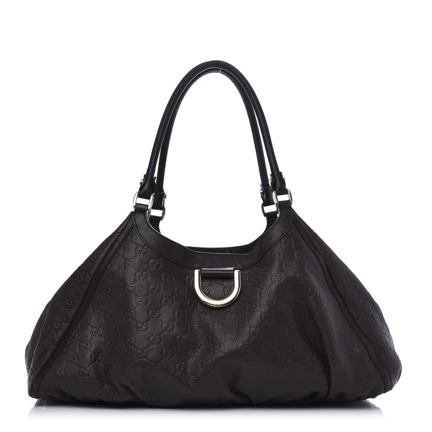 Gucci Guccissima Large D Gold Ring Shoulder Bag Chocolate 1 of 17