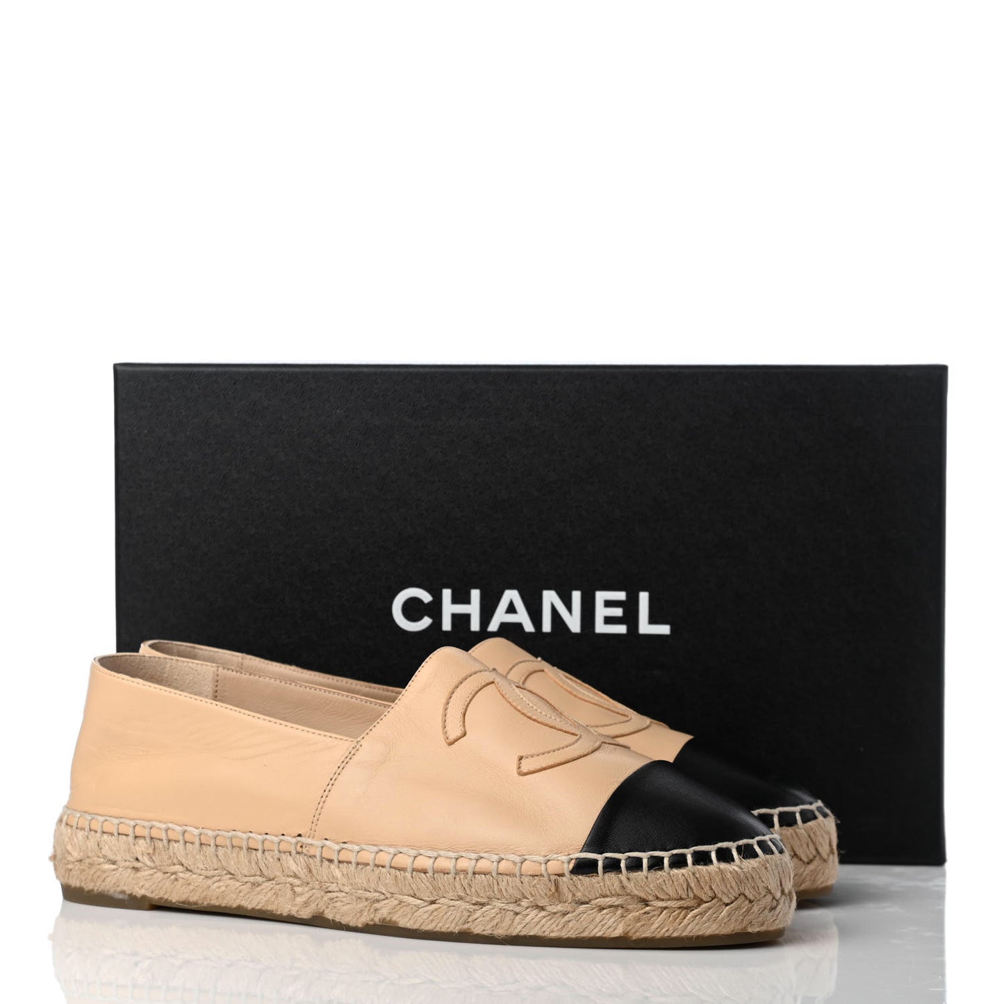 Lambskin CC Espadrilles 38 Beige Black