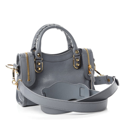 Balenciaga Chevre Gold Metallic Edge Hardware Mini City Bleu Acier 3 of 10
