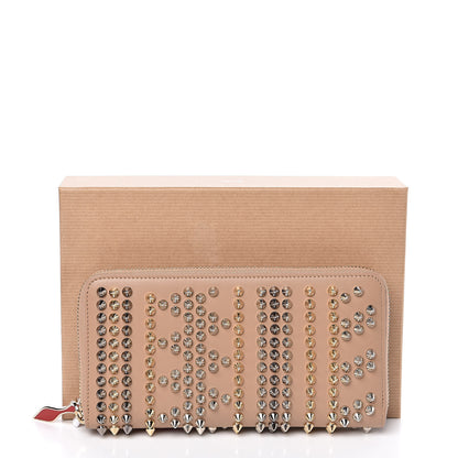 Christian Louboutin Calfskin Mix Chevron Spikes Panettone Zip Around Wallet Dune 7 of 7