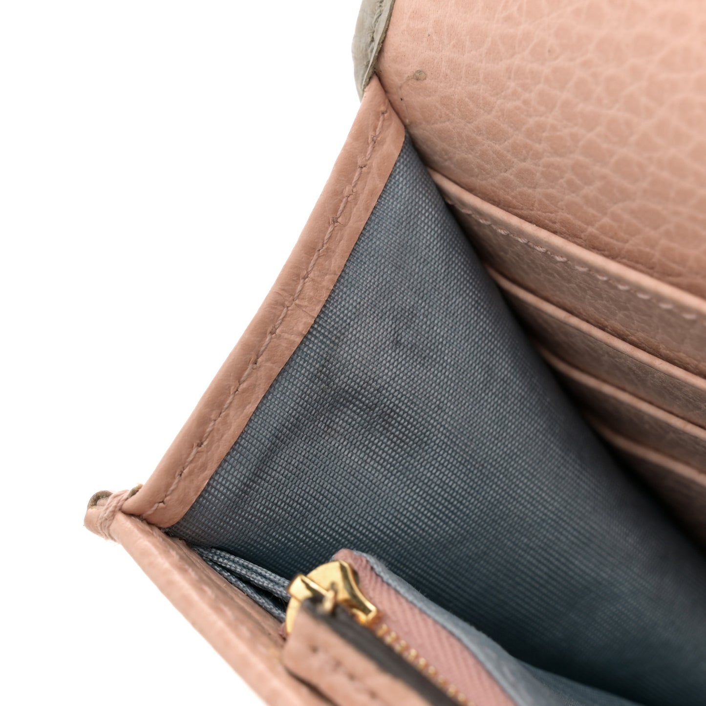 Dollar Calfskin Mini GG Marmont Chain Wallet Grey Light Pink