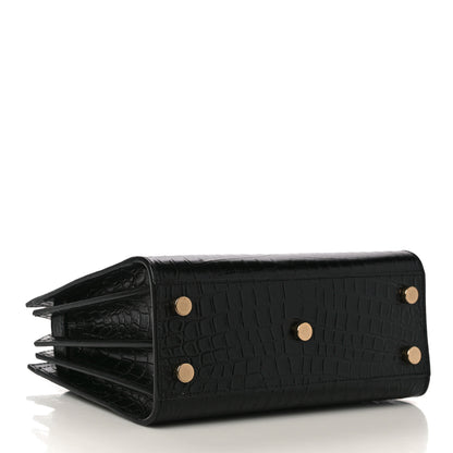Saint Laurent Calfskin Crocodile Embossed Nano Sac De Jour Black 4 of 10