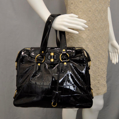 Saint Laurent Patent Croc Muse Messenger Black 2 of 8