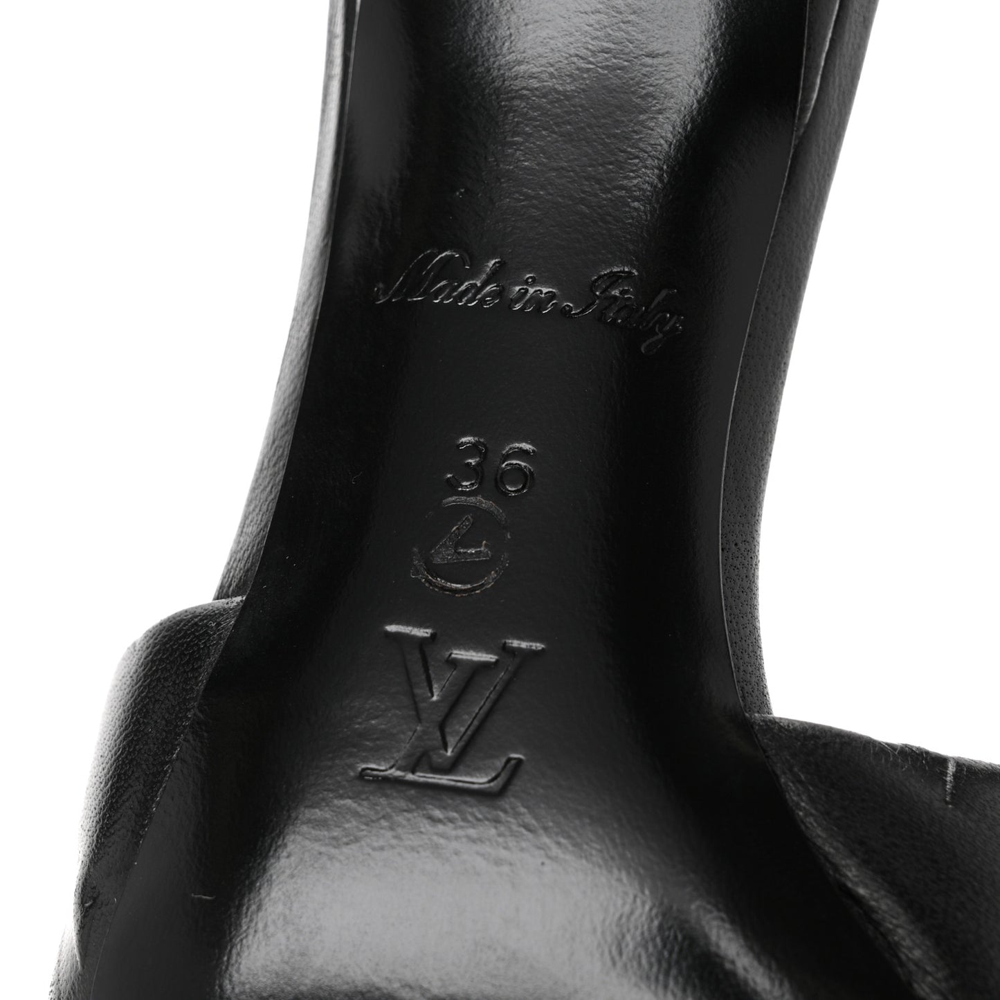 Lambskin Embossed Monogram Revival Mid Heel Mules 36 Black