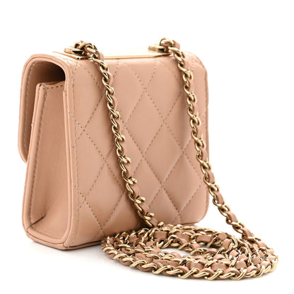 Chanel Lambskin Quilted Mini Trendy CC Clutch With Chain Beige 3 of 10