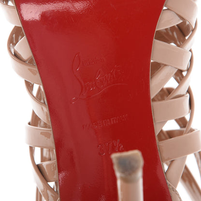Christian Louboutin Patent Arakna 100 Cage Sandals 37.5 Nude 8 of 11